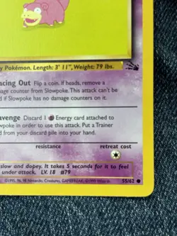 Pokemon TCG Slowpoke Fossil 55/62 1st Edition Basic 50 HP Regular English 1999 - Image 2