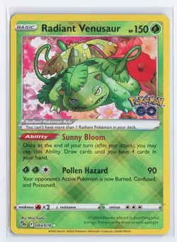 Radiant Venusaur 004/078 Pokemon GO Radiant Rare NM - Image 1