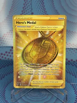 Hero's Medal 201/185 Vivid Voltage Gold Secret Rare Pokemon TCG NM/MINT - Image 1
