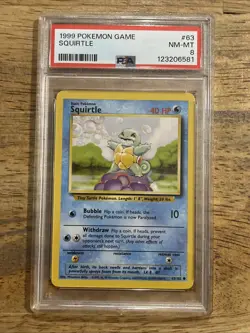 GRADED PSA 8 1999 Pokemon Game Squirtle #63 - Image 1
