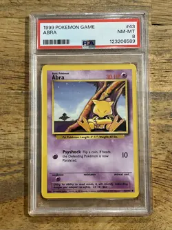 GRADED PSA 8 1999 Pokemon Game Abra #43 - Image 1