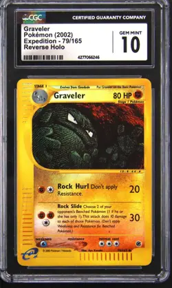 2002 POKEMON EXPEDITION REVERSE HOLO GRAVELER CGC 10 - Image 1