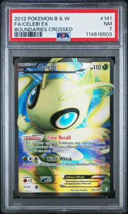 2012 Pokemon Celebi EX Boundaries Crossed Full Art Black & White #141 PSA 7 NM - Image 1