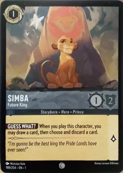 188/204 SIMBA FUTURE KING THE FIRST CHAPTER FOIL COMMON DISNEY LORCANA CARD - Image 1