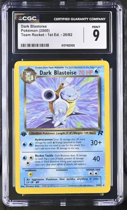 CGC 9 MINT Dark Blastoise Team Rocket 1st Edition 20/82 Pokemon Card - Image 1