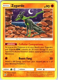 Zygarde 124/236 Rare Regular Card SM - Unified Minds Pokemon TCG LP - Image 1