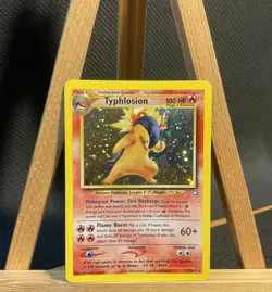 Typhlosion 17/111 Pokemon Neo Genesis Unlimited Heavy Holo Bleed Shoulder Swirl - Image 1