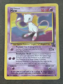 Mew Pokemon TCG Vintage WOTC Black Star Promo Card #8 Heavily Played HP - Image 1