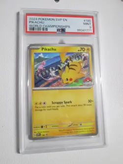 Pokemon Pikachu, PSA 9,, TCG Promo Card World Championships 2024 Black Star - Image 1