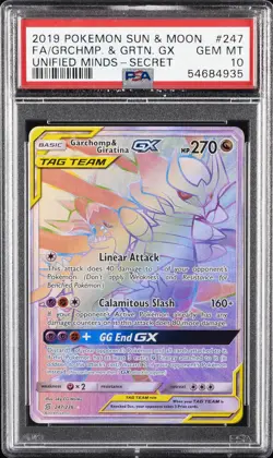 2019 POKEMON SUN & MOON UNIFIED MINDS FULL ART/GARCHOMP & GIRATINA GX PSA 10 - Image 1