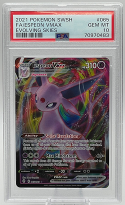 2021 POKEMON SWORD & SHIELD EVOLVING SKIES #065 FA/ESPEON VMAX PSA 10 GEM MINT - Image 1