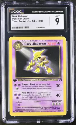 CGC 9 MINT Dark Alakazam Team Rocket 1st Edition 18/82 Pokemon Card - Image 1