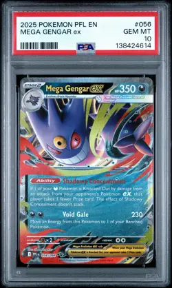 2025 POKEMON PFL EN-PHANTASMAL FLAMES #056 MEGA GENGAR ex PSA 10 - Image 1