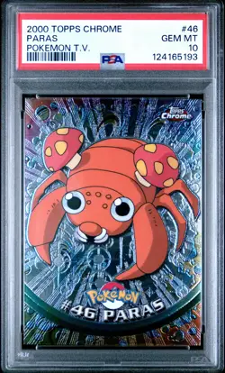 2000 TOPPS CHROME POKEMON T.V. #46 PARAS PSA 10 - Image 1