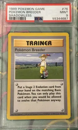 PSA 9 - Pokemon POKEMON BREEDER 76/102 - SHADOWLESS BASE SET Trainer - MINT - Image 1