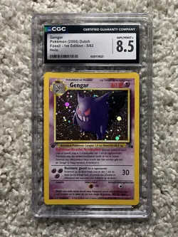 Gengar CGC 8.5 Pokemon WOTC Fossil DUTCH 1st Edition 5/62 Cosmos Holo Low POP 2 - Image 1