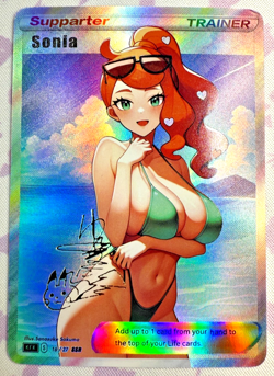 Waifu Pokemon Full Art Sonia Beach Series Beautiful Cosplay Holo NM - Image 1