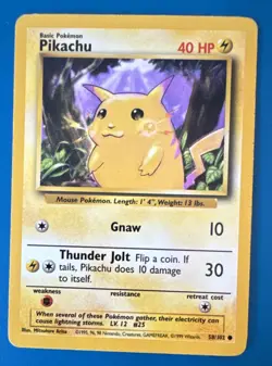 Pikachu 58/102 – Base Set – 1999 Pokemon Card – Common – WOTC - Image 1
