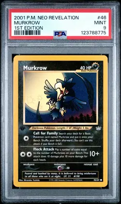 2001 POKEMON NEO REVELATION 1ST EDITION #46 MURKROW PSA 9 - Image 1