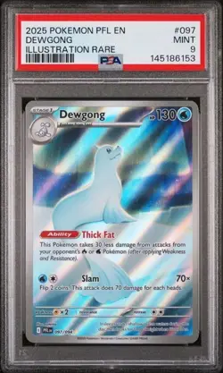 2025 POKEMON PFL EN-PHANTASMAL FLAMES ILLUSTRATION RARE #097 DEWGONG PSA 9 - Image 1