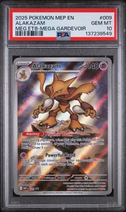 Alakazam Full Art 009 Mega Evolution Promo Holo Pokemon TCG Card PSA 10 - Image 1
