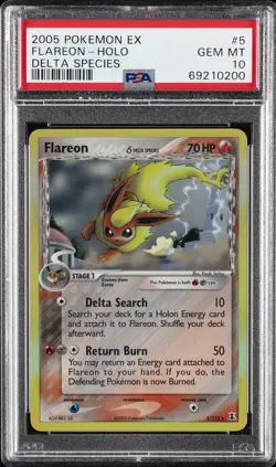 2005 POKEMON EX DELTA SPECIES #5 FLAREON-HOLO PSA 10 - Image 1