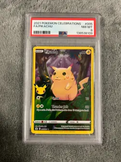 2021 POKEMON CELEBRATIONS #005 FULL ART/PIKACHU PSA 8 - Image 1
