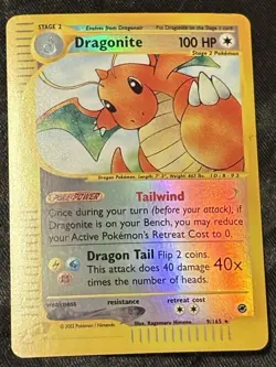 Pokemon TCG WOTC Expedition Dragonite Reverse Holo E-Reader 9/165 - Image 1