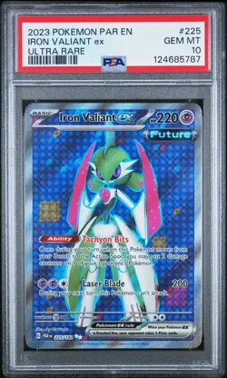 2023 POKEMON PAR EN-PARADOX RIFT ULTRA RARE #225 IRON VALIANT EX PSA 10 - Image 3