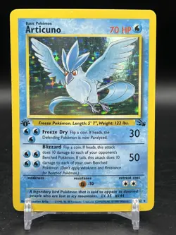 1999 Fossil 1st Edition Articuno Holo Rare 2/62 Pokemon WOTC English LP - Image 1