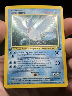 1999 Fossil 1st Edition Articuno Holo Rare 2/62 Pokemon WOTC English LP - Image 3