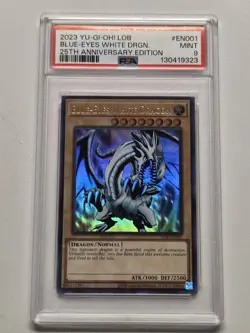 PSA 9 Blue-Eyes White Dragon LOB-EN001 Ultra Rare Yugioh 25th Anniversary Mint - Image 1