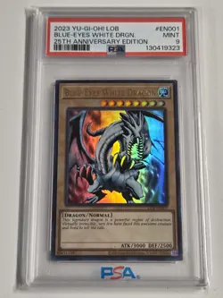PSA 9 Blue-Eyes White Dragon LOB-EN001 Ultra Rare Yugioh 25th Anniversary Mint - Image 5