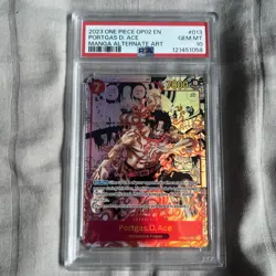 2023 One Piece OP02 EN Manga Alternate Art #013 Portgas D. Ace PSA 10 GEM MINT - Image 3