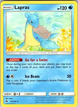 Lapras 56/214 SM - Lost Thunder Pokemon TCG NM Normal - Image 1