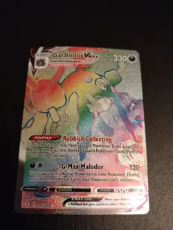 Pokemon TCG Evolving Skies Garbodor VMAX Rainbow Secret Rare Card 216/203 - Image 1