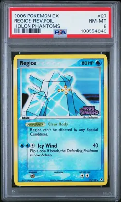 2006 POKEMON EX HOLON PHANTOMS #27 REGICE-REVERSE FOIL PSA 8 - Image 1