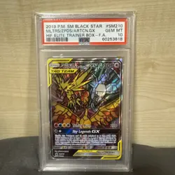 PSA 10 GEM MINT 2019 Pokemon SM210 Moltres & Zapdos & Articuno GX - Image 2