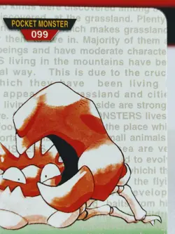 Kingler No. 099 Carddass Pokemon Monsters Collection Bandai Japanese - Image 3