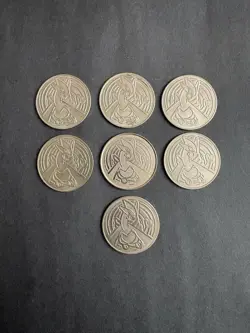 Pokemon TCG 2001 Vintage Luiga Metal Coin Wizards WOTC Token Lot Of Seven Neo - Image 1