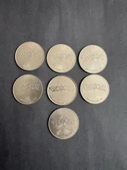 Pokemon TCG 2001 Vintage Luiga Metal Coin Wizards WOTC Token Lot Of Seven Neo - Image 4