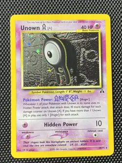 Unown [A] 14/75 Swirl Neo Discovery Holo Pokemon Card - Image 1