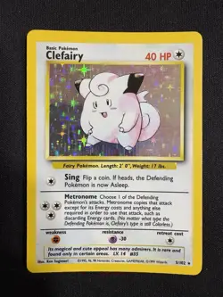 Pokemon Clefairy Base Set 5/102 Holo 1999 WOTC TCG Card - MP - Image 1