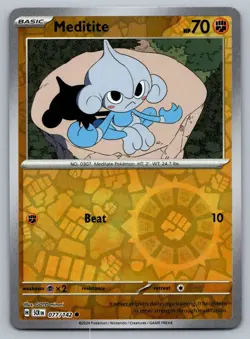 2024 Pokemon - Meditite 077/142 - Reverse Holo - Stellar Crown - NM/M - Image 1