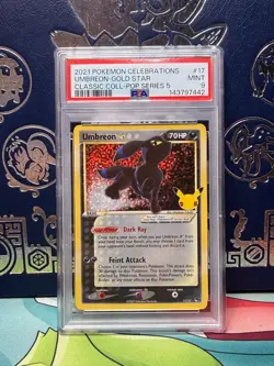 2021 Pokemon Celebrations Classic Collection #17 Umbreon Gold Star PSA 9 Mint - Image 1