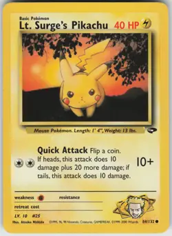 Lt. Surge's Pikachu Common Gym Challenge 084/132 Pokemon - Image 1
