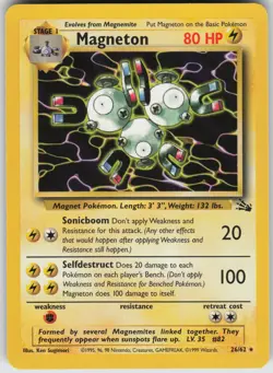 Magneton (26) Unlimited 26/62 Rare Fossil Pokemon - Image 1