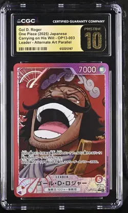 ✨✨ CGC 10 Pristine One Piece Gol D. Roger OP13-003 L Alternate Art Parallel Jpn - Image 1