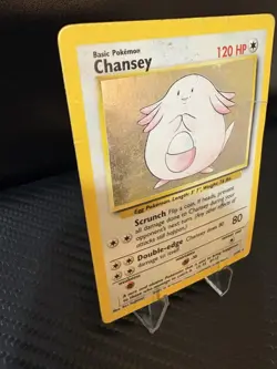 Chansey Holo Base Set 3/102 WOTC 1999 Pokemon Card HP Creased Vintage - Image 3