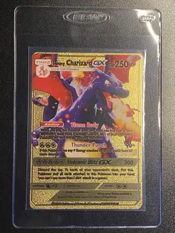 Pokemon Gold Foil Fan Art Shining Charizard GX Full Art Collector Display Card - Image 3